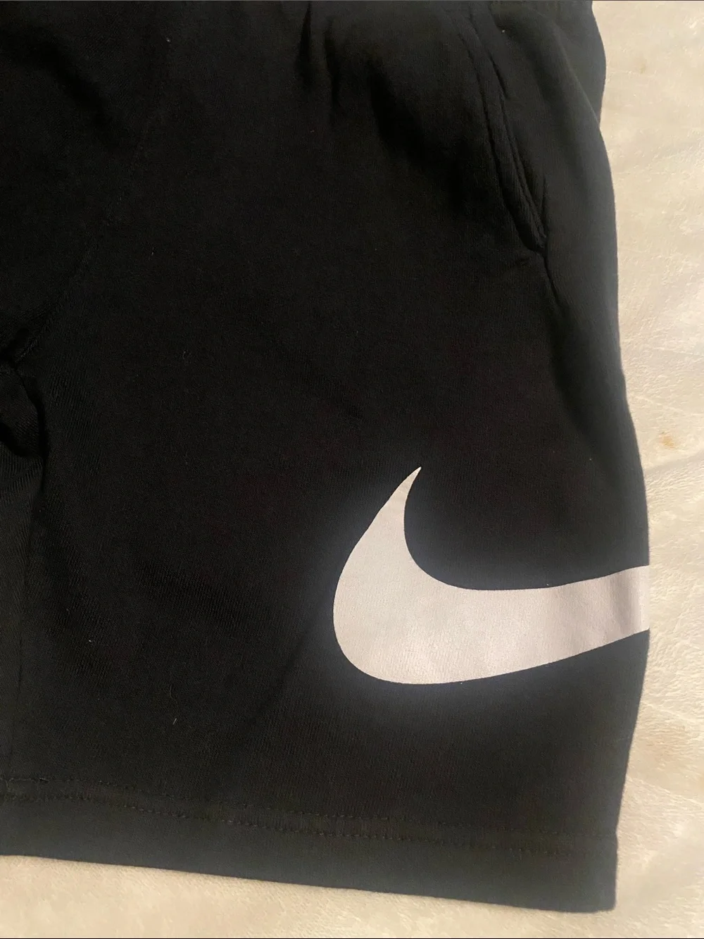 Men’s Black Athletic Shorts with White Nike Logo (630)